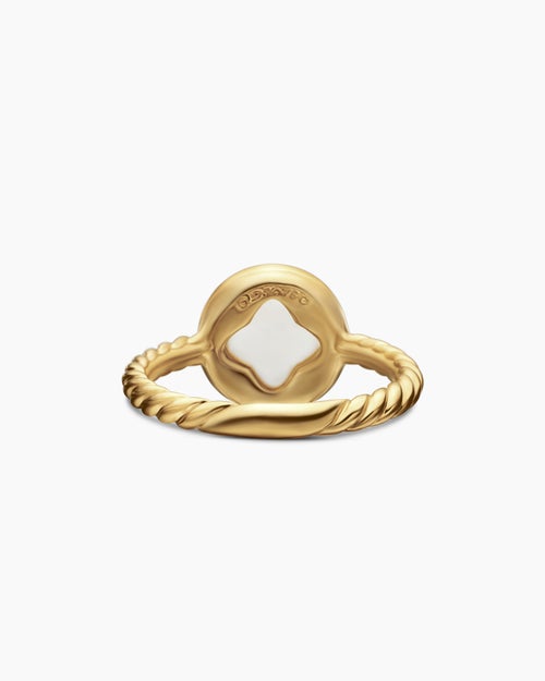 Womens Petite DY Elements® Ring in 18K Yellow Gold with Mother of Pearl and Diamonds, 11.3mm