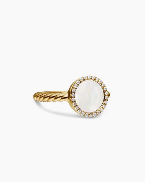 Womens Petite DY Elements Ring in 18K Yellow Gold with Diamonds, 11.3mm
