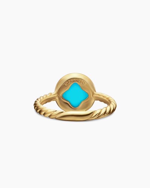 Womens Petite DY Elements® Ring in 18K Yellow Gold with Turquoise and Diamonds, 11.3mm