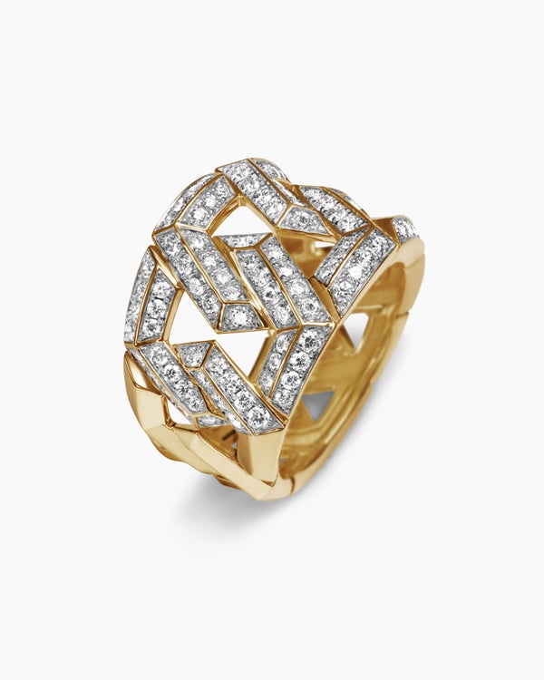Carlyle Ring in 18K Yellow Gold with Diamonds, 16mm
