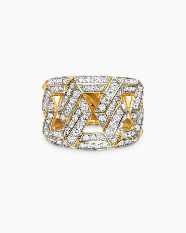 Carlyle Ring in 18K Yellow Gold with Diamonds, 16mm