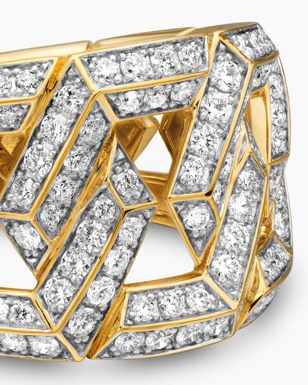 Carlyle Ring in 18K Yellow Gold with Diamonds, 16mm