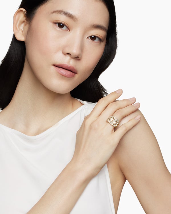 Carlyle Ring in 18K Yellow Gold with Diamonds, 16mm