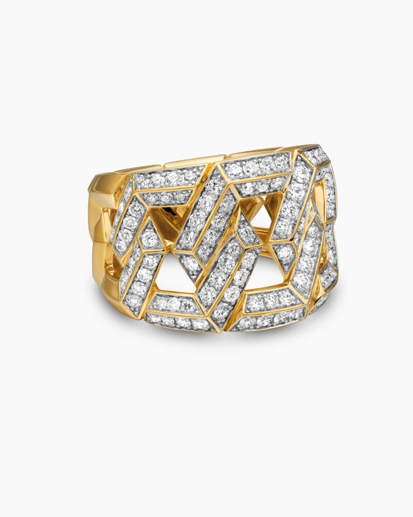 Carlyle Ring in 18K Yellow Gold with Diamonds, 16mm
