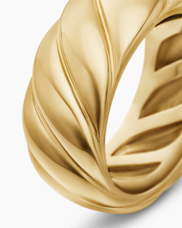 Sculpted Cable Band Ring in 18K Yellow Gold, 9mm