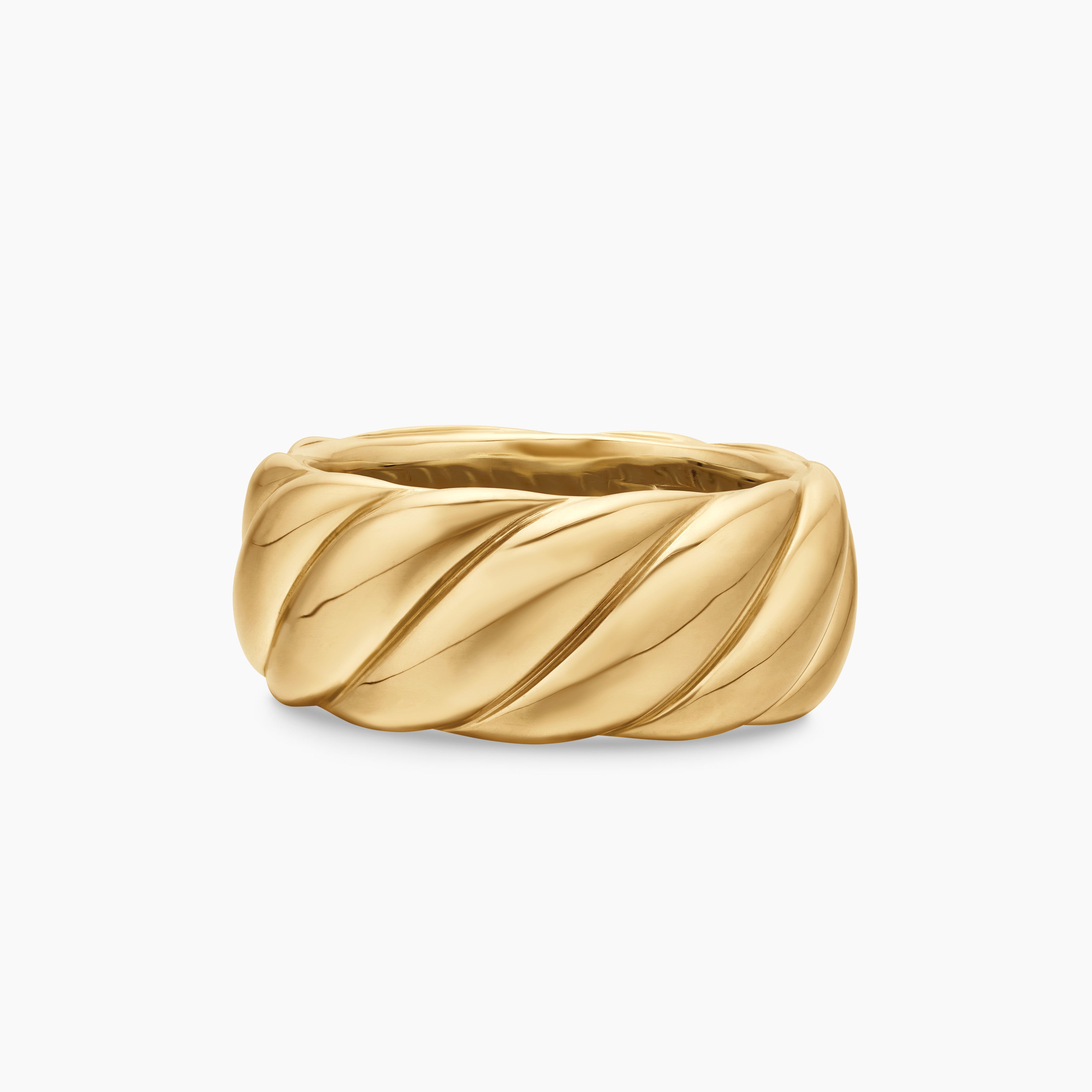 Womens Sculpted Cable Band Ring in 18K Yellow Gold, 9mm