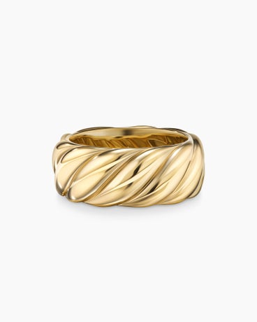 Sculpted Cable Band Ring in 18K Yellow Gold, 9mm