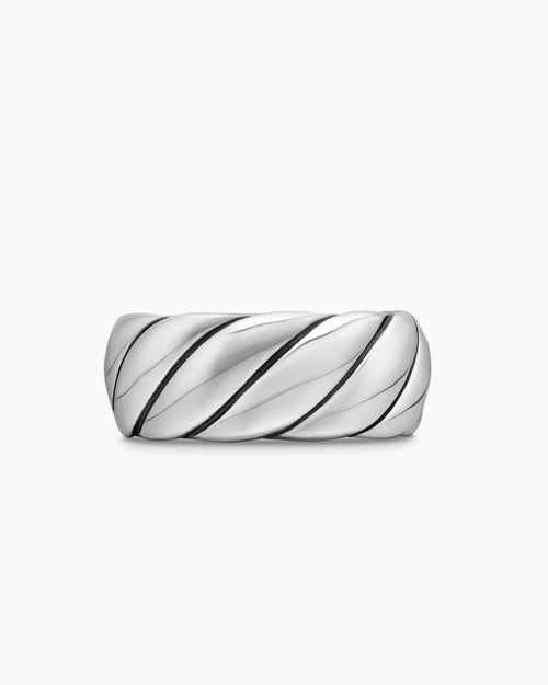 Womens Sculpted Cable Band Ring in Sterling Silver, 9mm