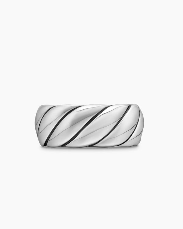 Sculpted Cable Band Ring in Sterling Silver, 9mm