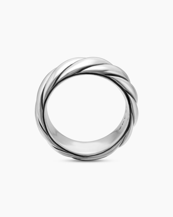 Sculpted Cable Band Ring in Sterling Silver, 9mm