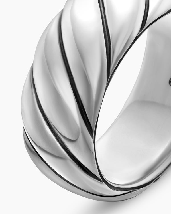 Sculpted Cable Band Ring in Sterling Silver, 9mm