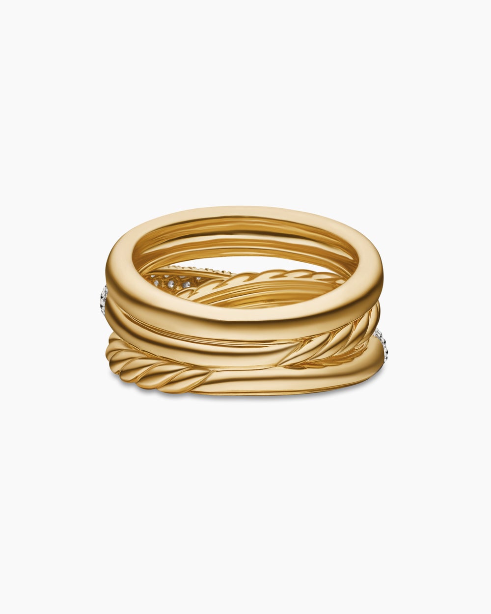 Womens Pavé Crossover Five Row Ring in 18ct Yellow Gold with Diamonds, 17.7mm