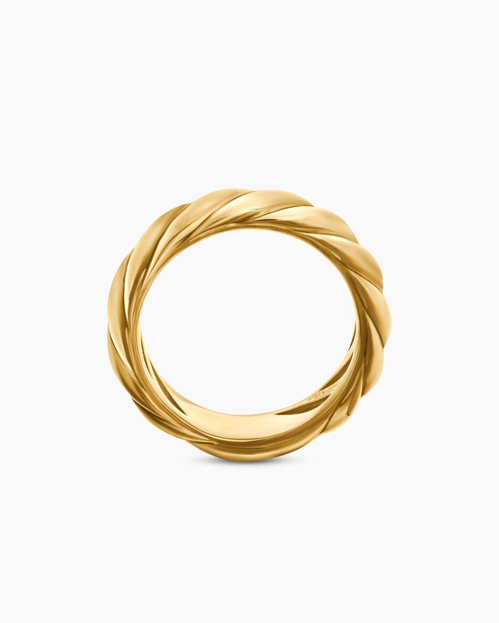 Womens Sculpted Cable Band Ring in 18ct Yellow Gold, 6mm