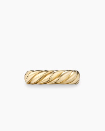 Sculpted Cable Band Ring in 18K Yellow Gold, 6mm