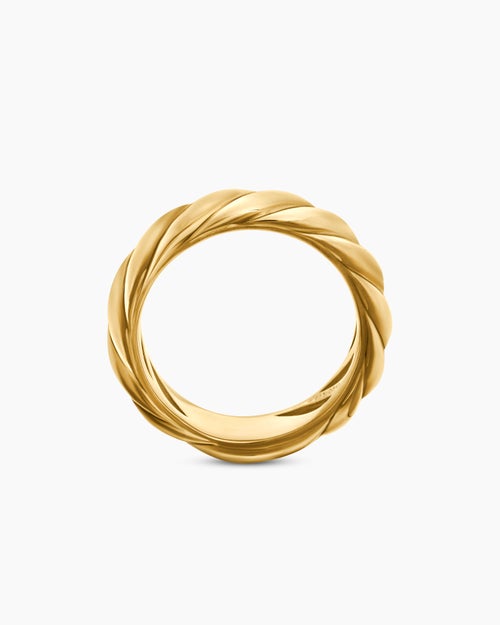Womens Sculpted Cable Band Ring in 18K Yellow Gold, 6mm