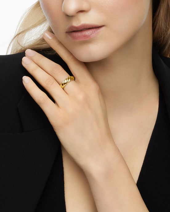 Sculpted Cable Band Ring in 18K Yellow Gold