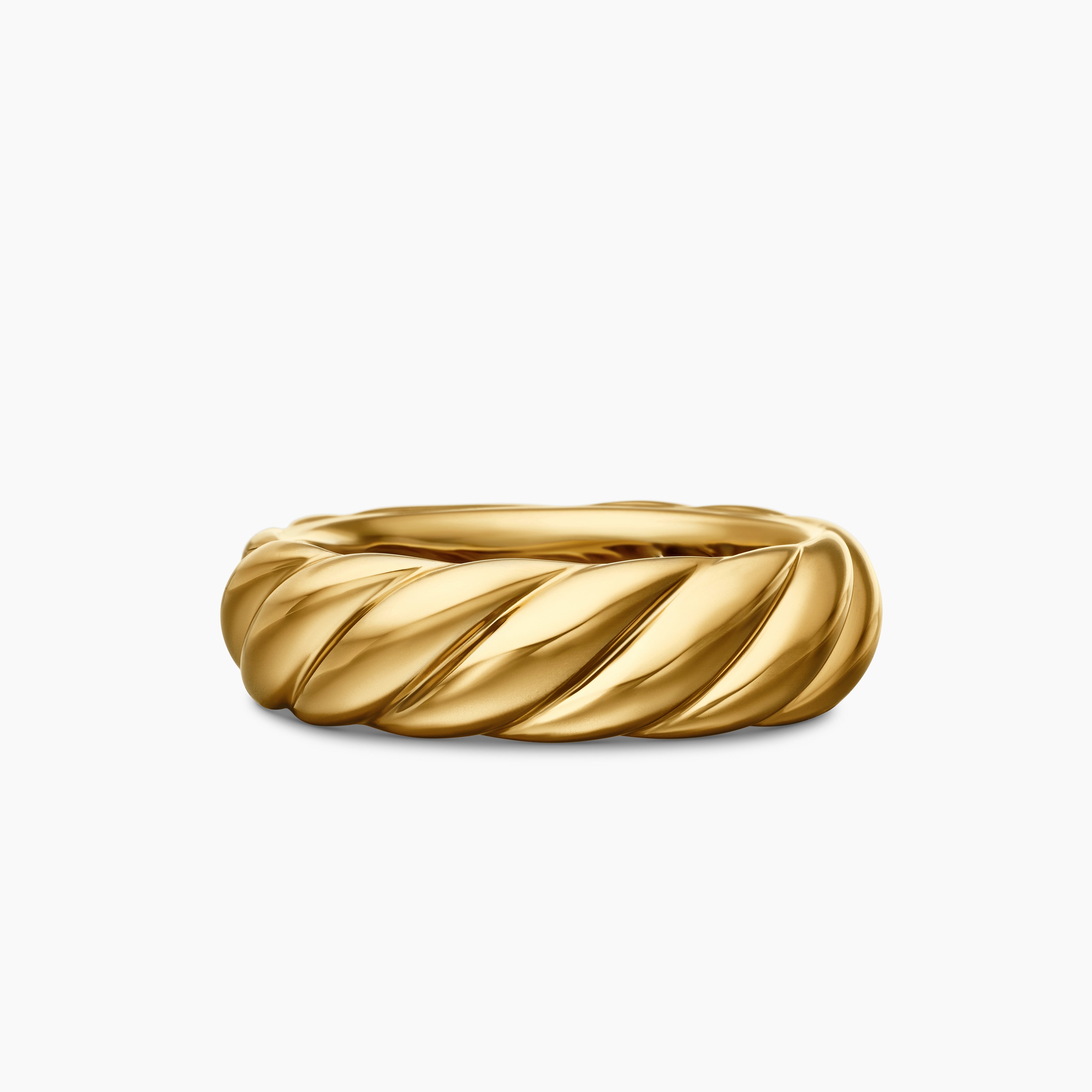 Womens Sculpted Cable Band Ring in 18K Yellow Gold, 6mm