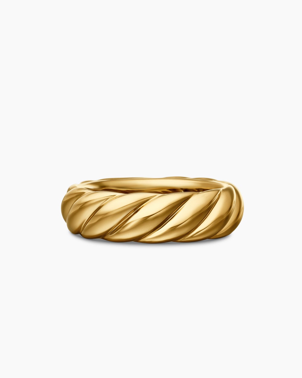 Womens Sculpted Cable Band Ring in 18ct Yellow Gold, 6mm