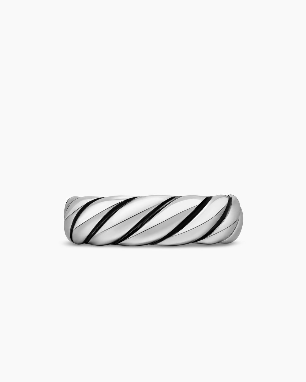 Womens Sculpted Cable Band Ring in Sterling Silver, 6mm