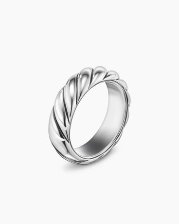 Sculpted Cable Band Ring in Sterling Silver, 6mm