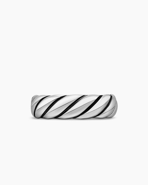 Womens Sculpted Cable Band Ring in Sterling Silver, 6mm