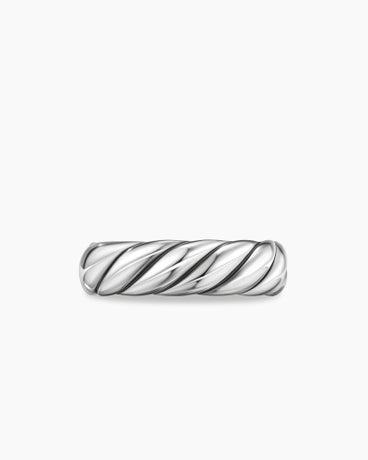 Sculpted Cable Band Ring in Sterling Silver, 6mm