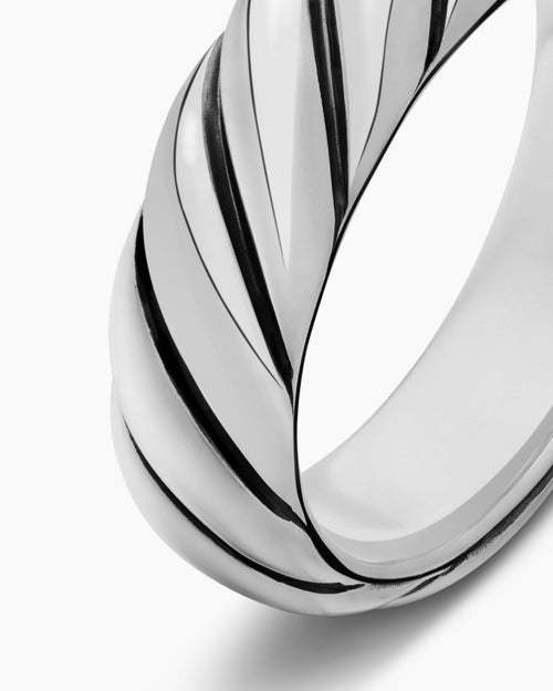 Womens Sculpted Cable Band Ring in Sterling Silver, 6mm