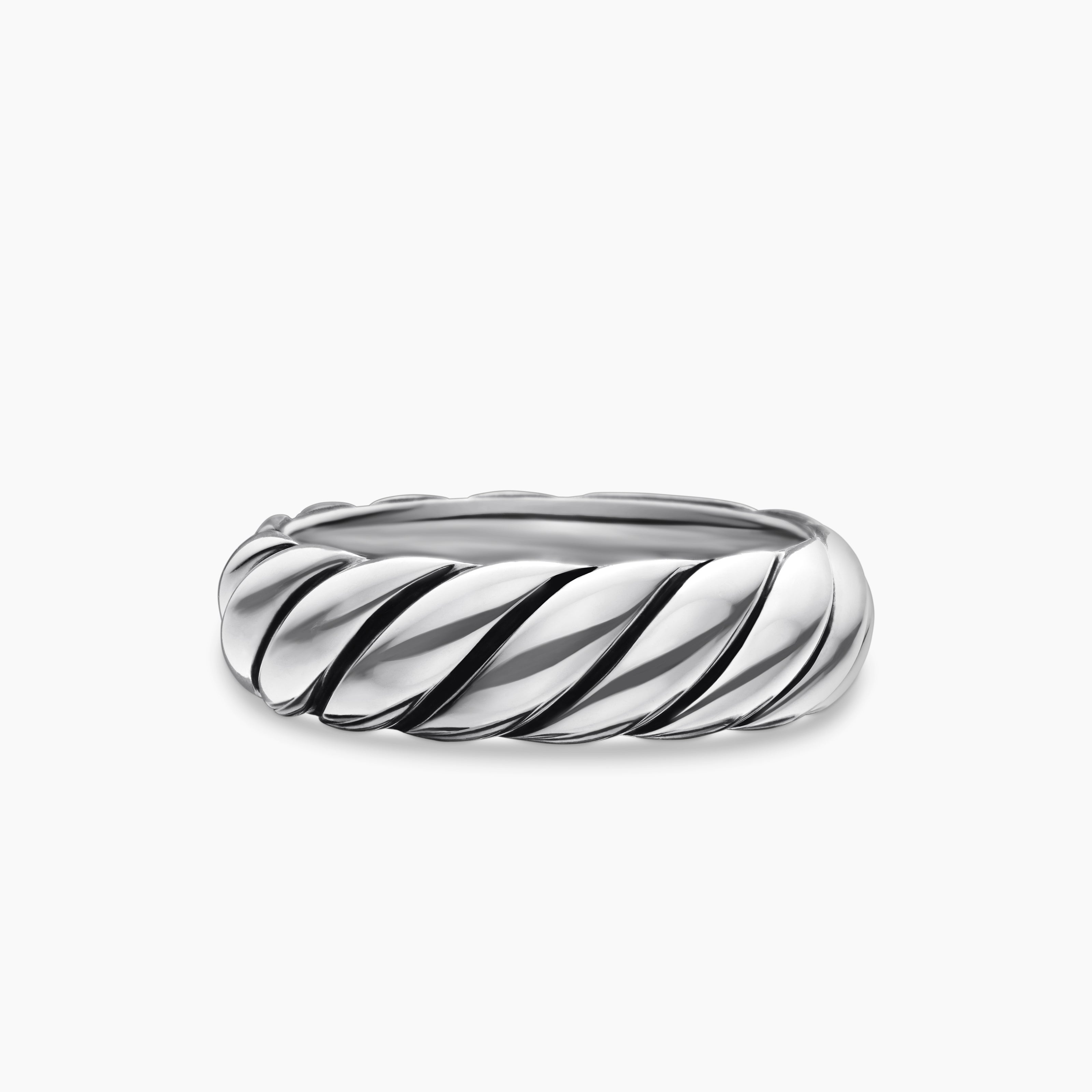 Womens Sculpted Cable Band Ring in Sterling Silver, 6mm