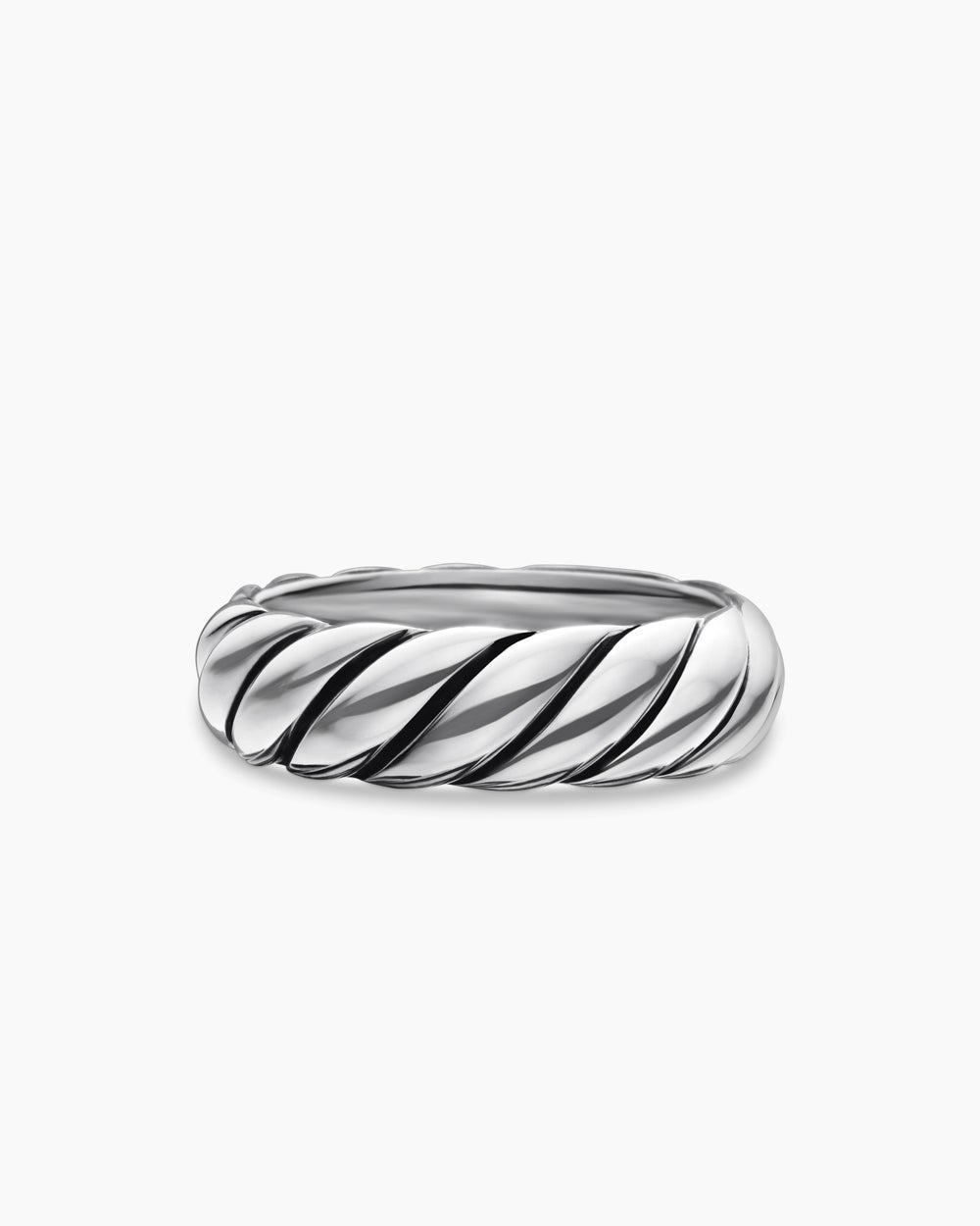 Womens Sculpted Cable Band Ring in Sterling Silver, 6mm