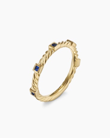 Cable Collectables® Stack Ring in 18K Yellow Gold with Blue Sapphires, 2mm