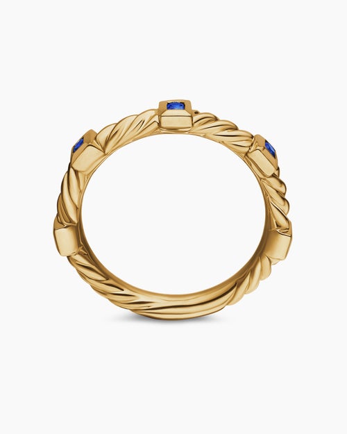 Womens Cable Collectibles® Stack Ring in 18K Yellow Gold with Blue Sapphires, 2mm