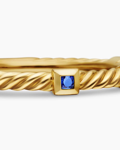 Womens Cable Collectibles® Stack Ring in 18K Yellow Gold with Blue Sapphires, 2mm