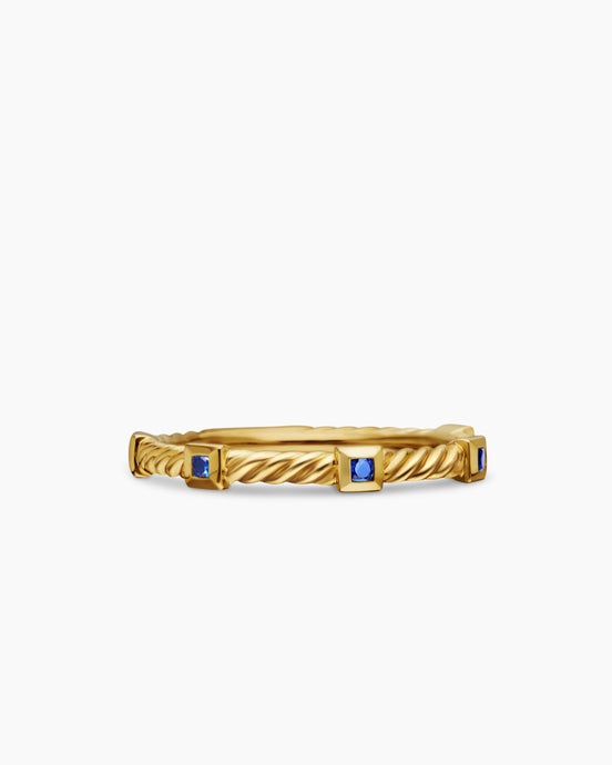 Cable Collectibles® Stack Ring in 18ct Yellow Gold with Blue Sapphires, 2mm
