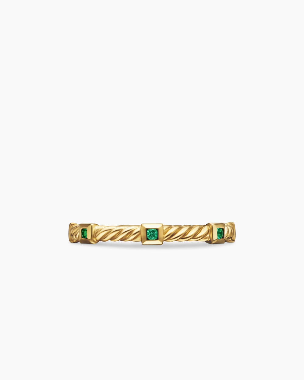 Bague juxtaposable Cable Collectibles® en or jaune 18 carats avec émeraudes, 2 mm femmes