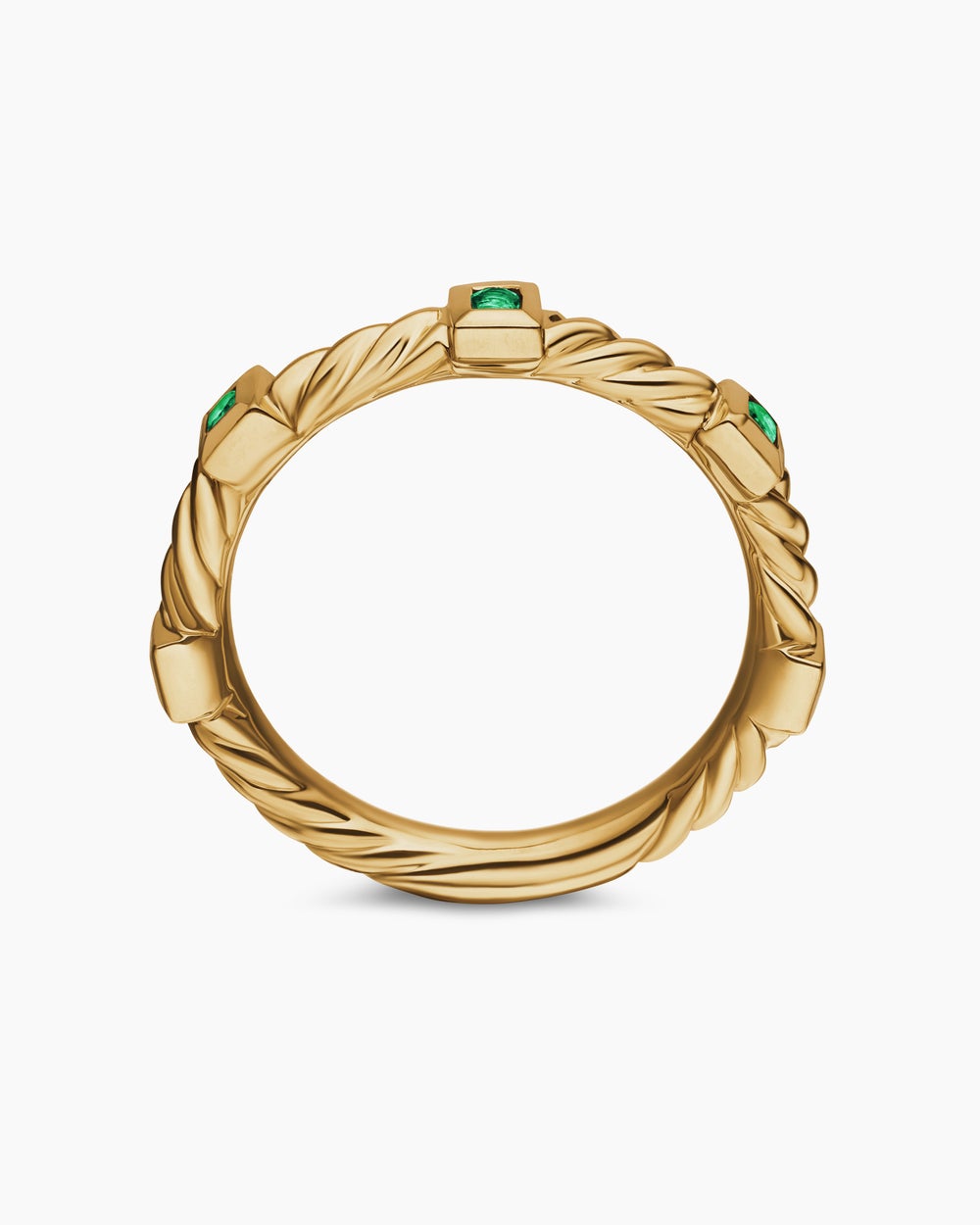 Bague juxtaposable Cable Collectibles® en or jaune 18 carats avec émeraudes, 2 mm femmes