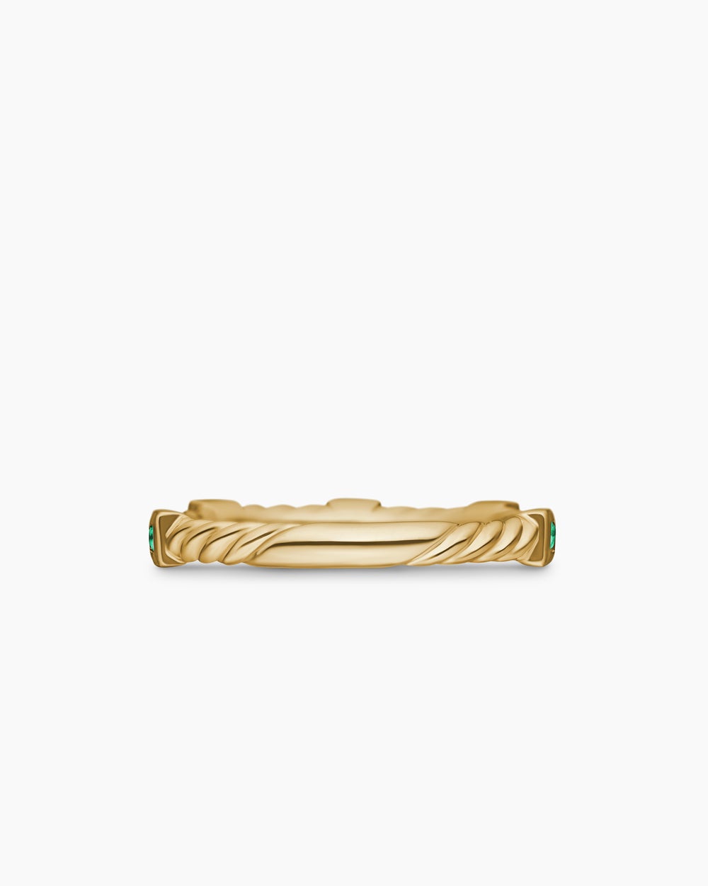Bague juxtaposable Cable Collectibles® en or jaune 18 carats avec émeraudes, 2 mm femmes