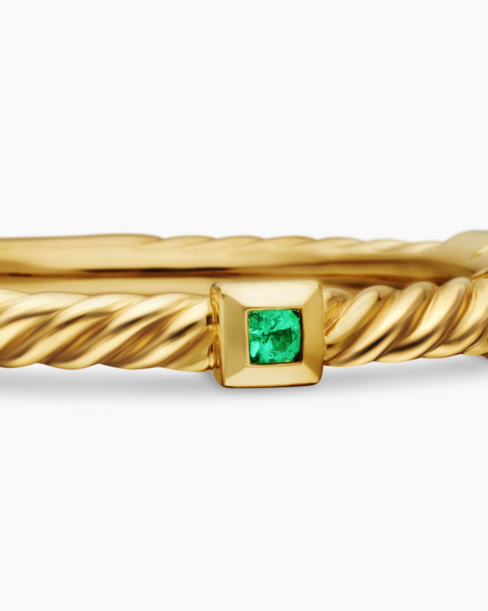 Bague juxtaposable Cable Collectibles® en or jaune 18 carats avec émeraudes, 2 mm femmes