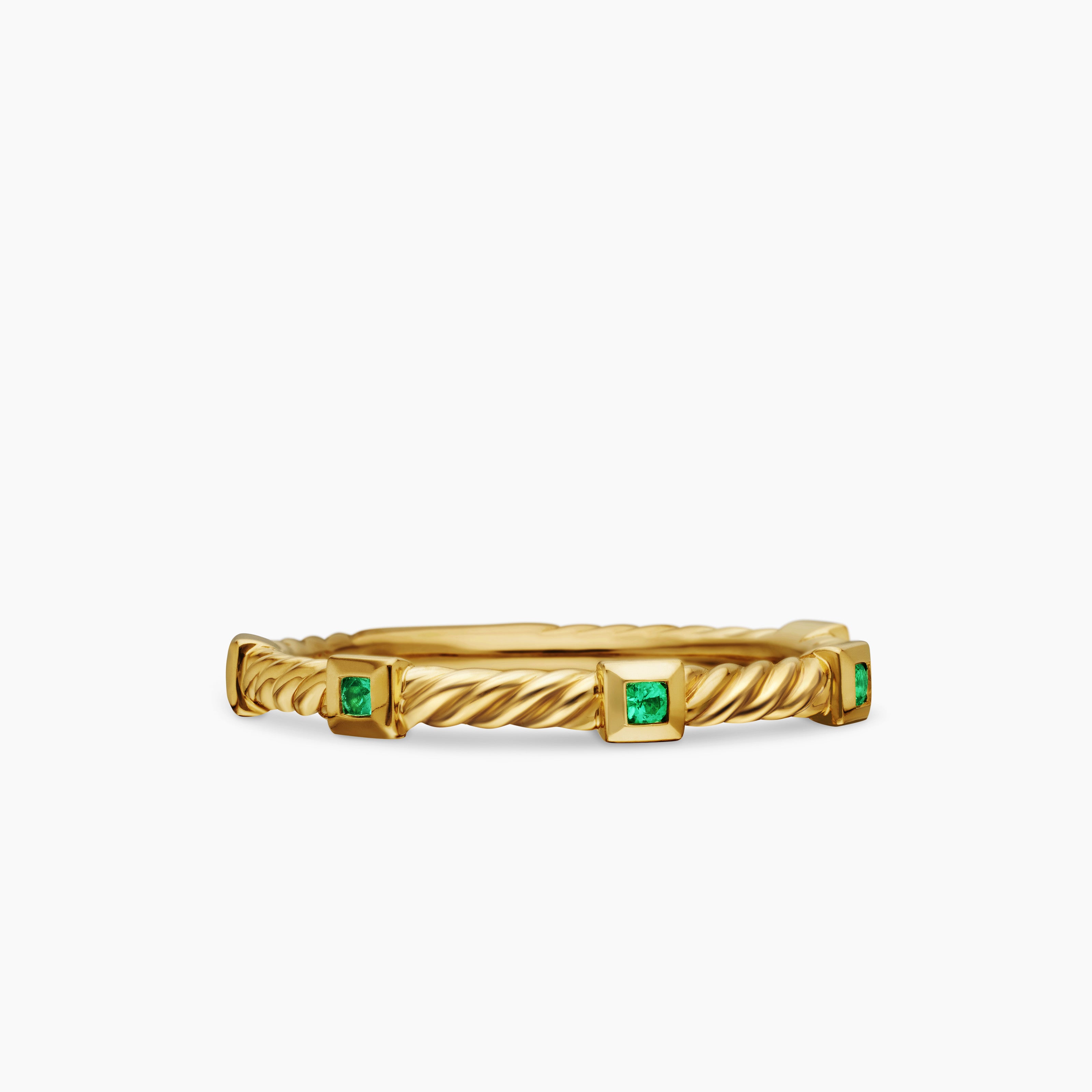 Bague juxtaposable Cable Collectibles&reg; en or jaune 18 carats avec &eacute;meraudes, 2 mm femmes 