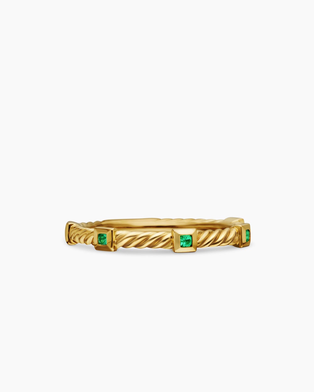 Bague juxtaposable Cable Collectibles® en or jaune 18 carats avec émeraudes, 2 mm femmes