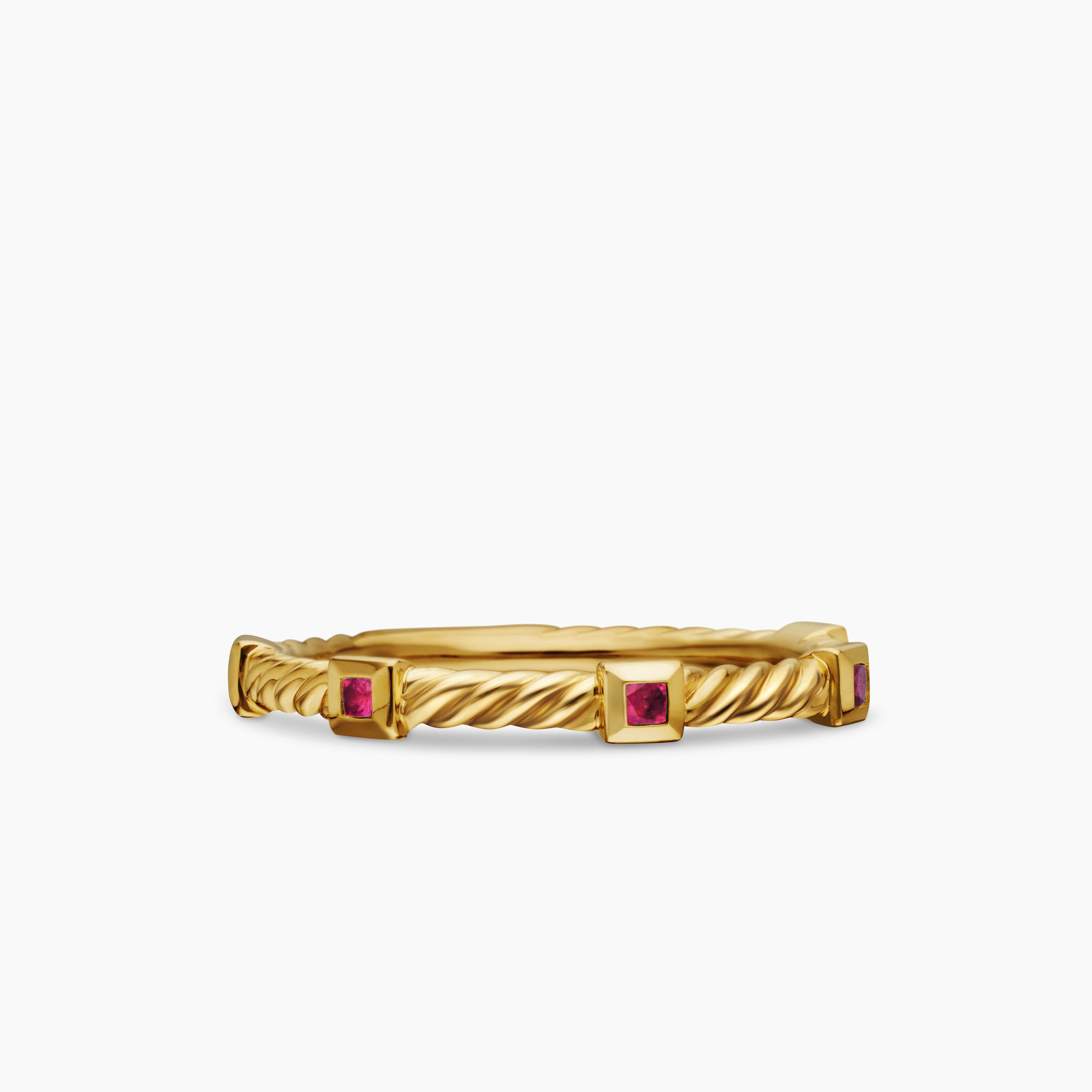 Womens Cable Collectibles Stack Ring in 18K Yellow Gold, 2mm