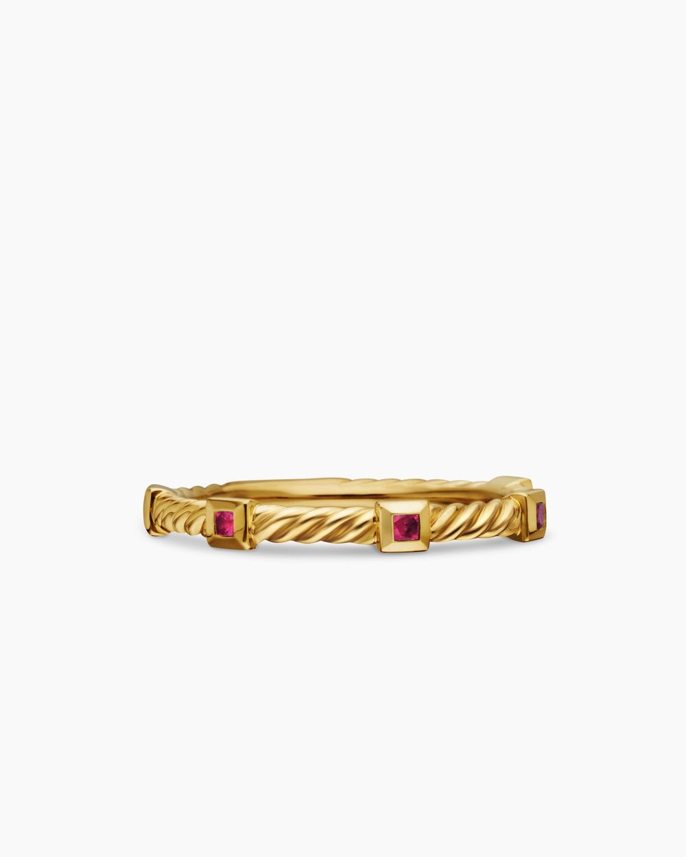 Womens Cable Collectibles® Stack Ring in 18ct Yellow Gold with Rubies, 2mm