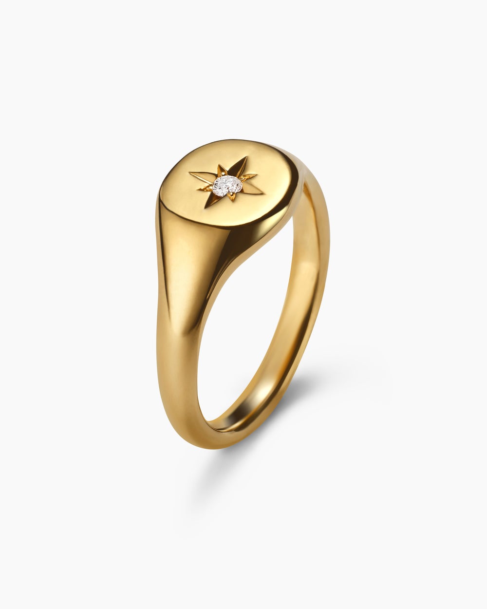 Womens Cable Collectibles® Starset Pinky Ring in 18K Yellow Gold with Center Diamond, 7mm