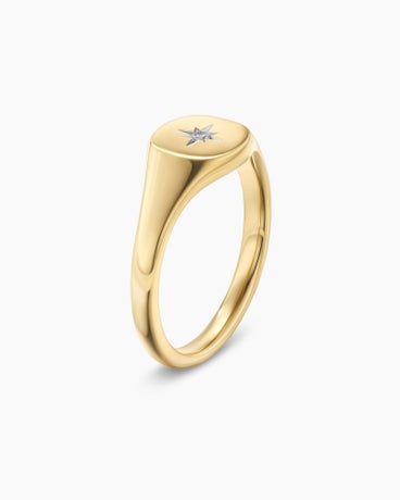 Cable Collectables® Starset Pinky Ring in 18K Yellow Gold with Centre Diamond, 7mm