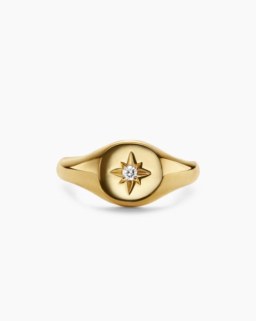 Womens Cable Collectibles Starset Pinky Ring in 18K Yellow Gold with Diamond, 7mm
