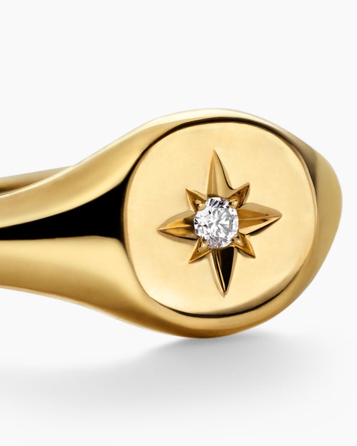 Womens Cable Collectibles® Starset Pinky Ring in 18K Yellow Gold with Center Diamond, 7mm