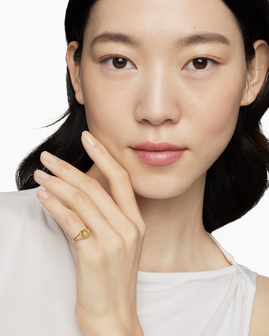 Cable Collectibles® Starset Pinky Ring in 18K Yellow Gold with Centre Diamond, 7mm