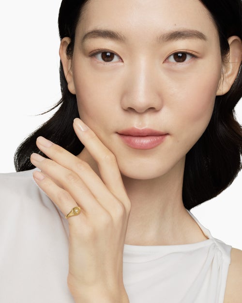 Womens Cable Collectibles® Starset Pinky Ring in 18K Yellow Gold with Center Diamond, 7mm