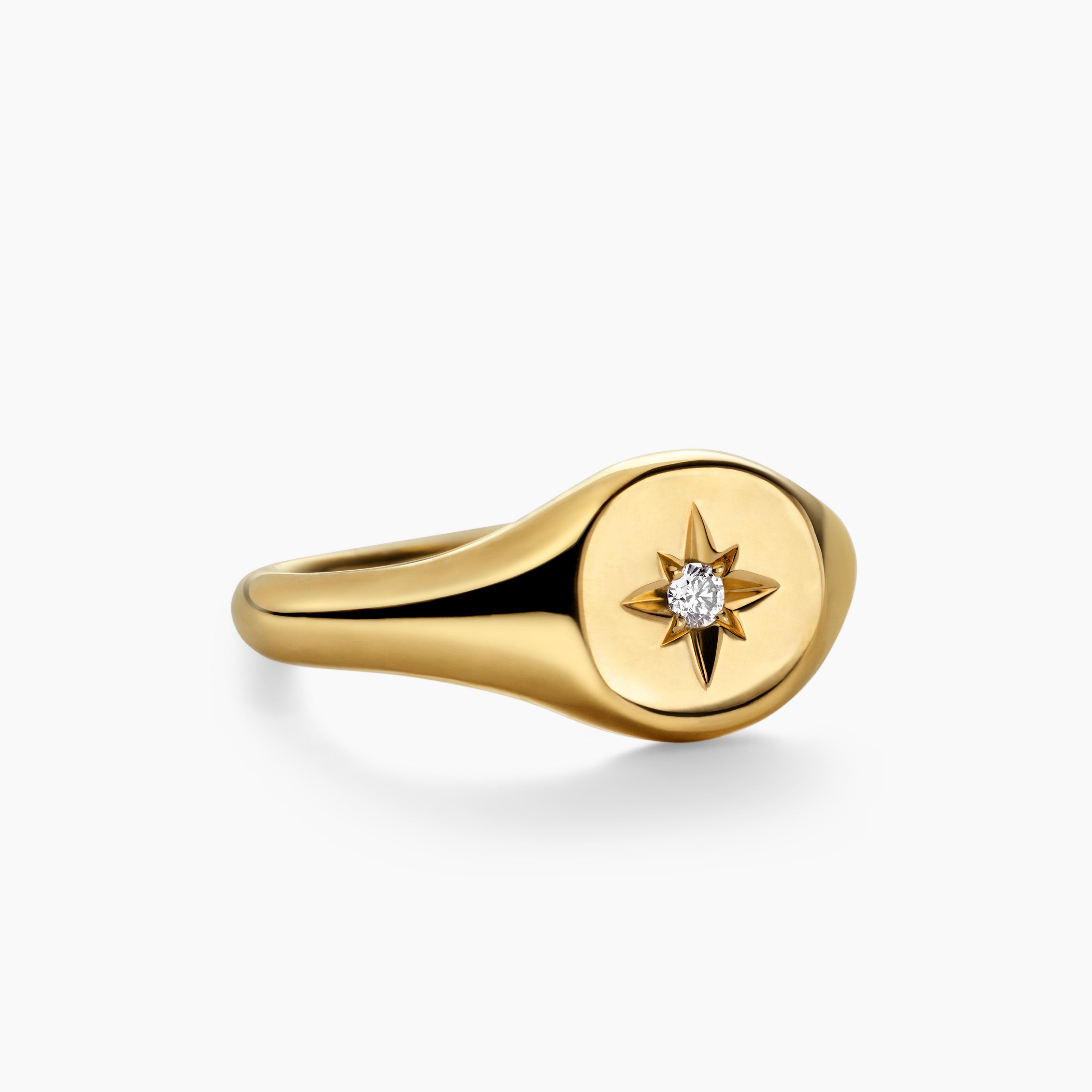 Womens Cable Collectibles&reg; Starset Pinky Ring in 18K Yellow Gold with Center Diamond, 7mm