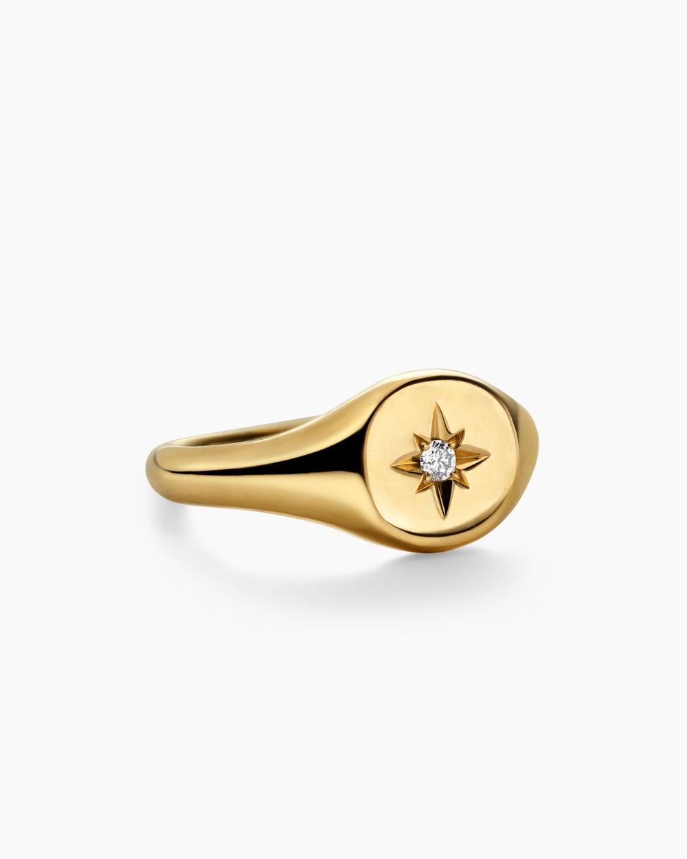 Womens Cable Collectibles® Starset Pinky Ring in 18K Yellow Gold with Center Diamond, 7mm