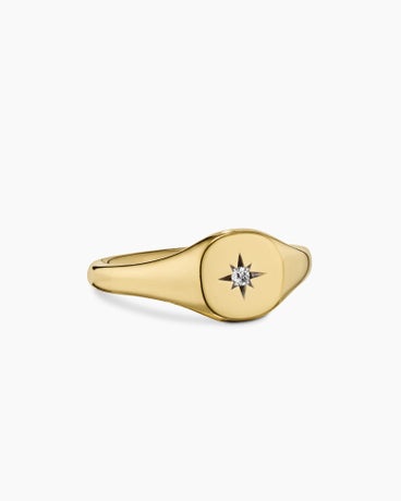 Cable Collectibles® Starset Pinky Ring in 18K Yellow Gold with Center Diamond, 7mm